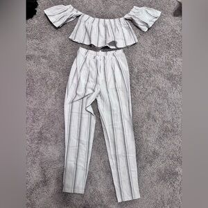 Striped Off-Shoulder 2 piece set